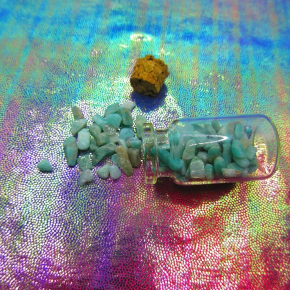 Amazonite Gemstone Chips In A Bottle Embellishments Natural Semi Precious - Picture 2 of 3